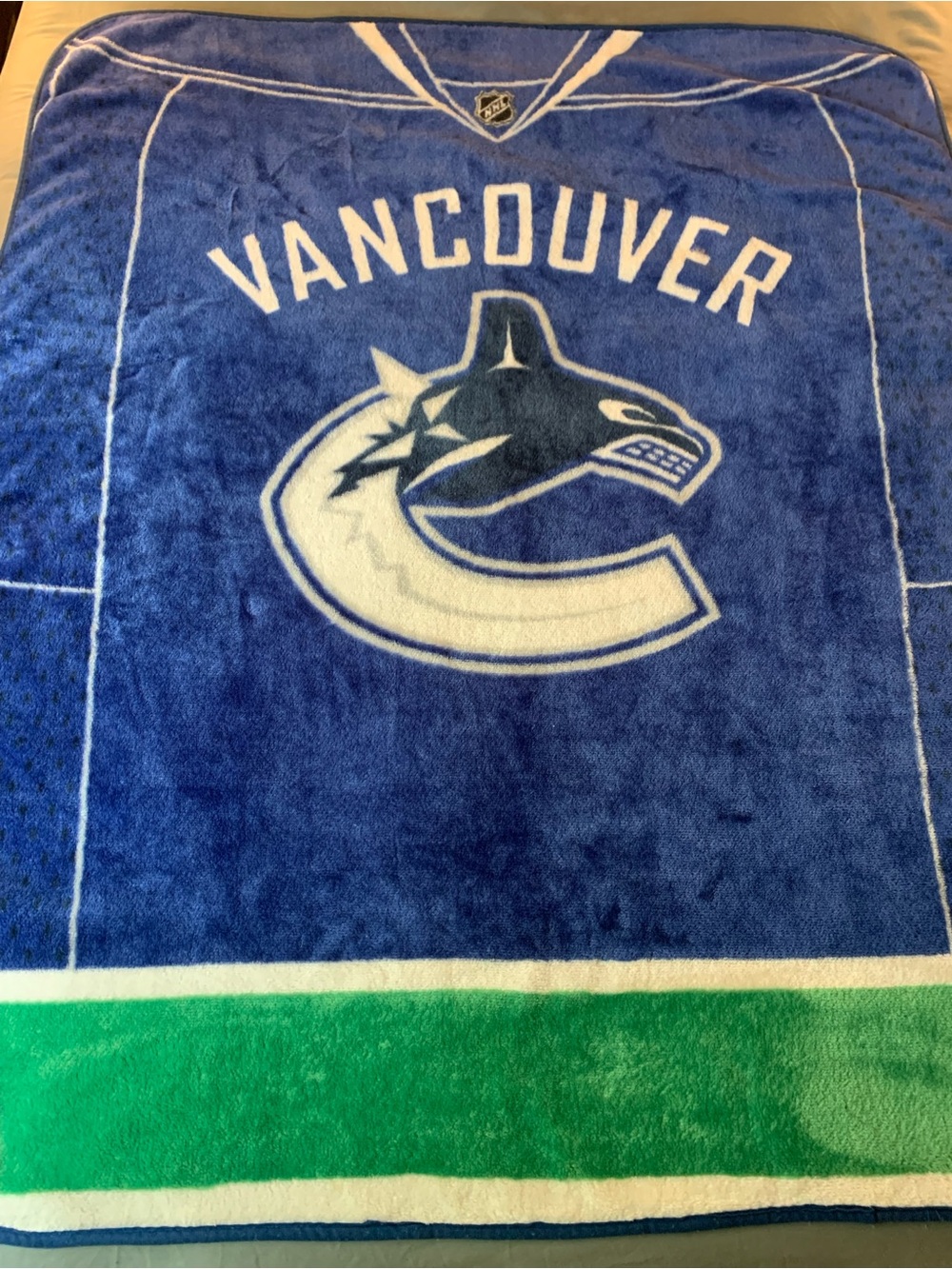 NHL Vancouver Blue and Green Fleece Team Throw Blanket